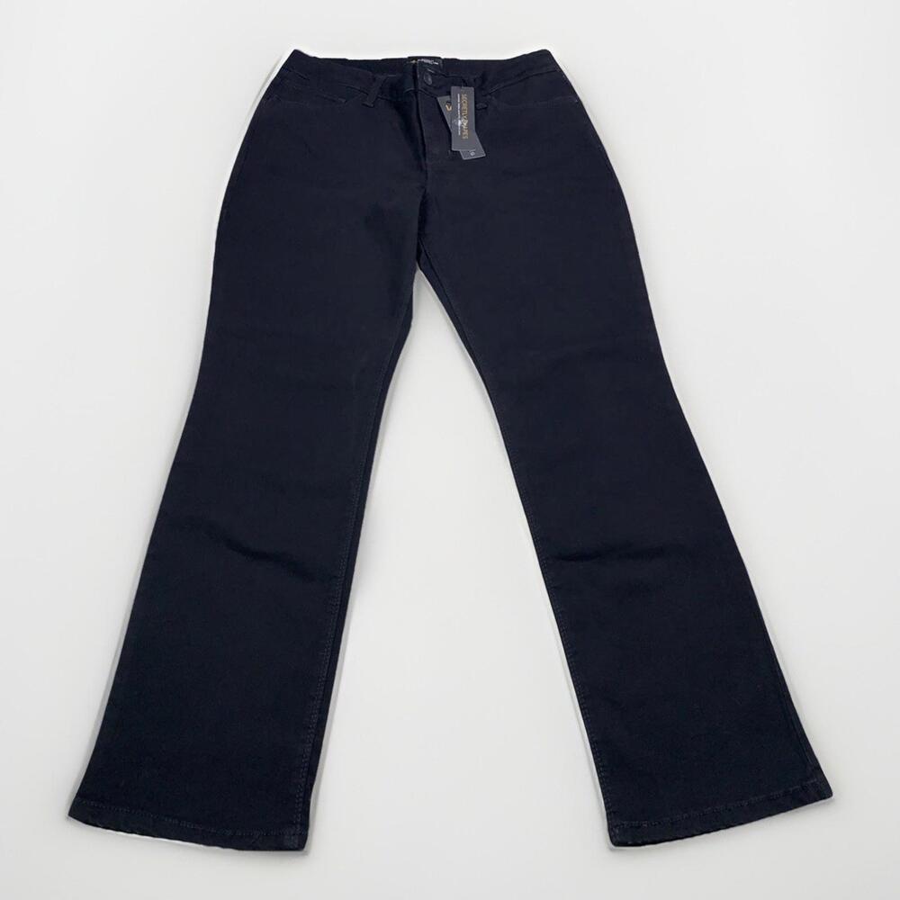 Lee Straight Leg Mid Rise Secretly Shapes Womens Black Pants Size 12 Short NWD-